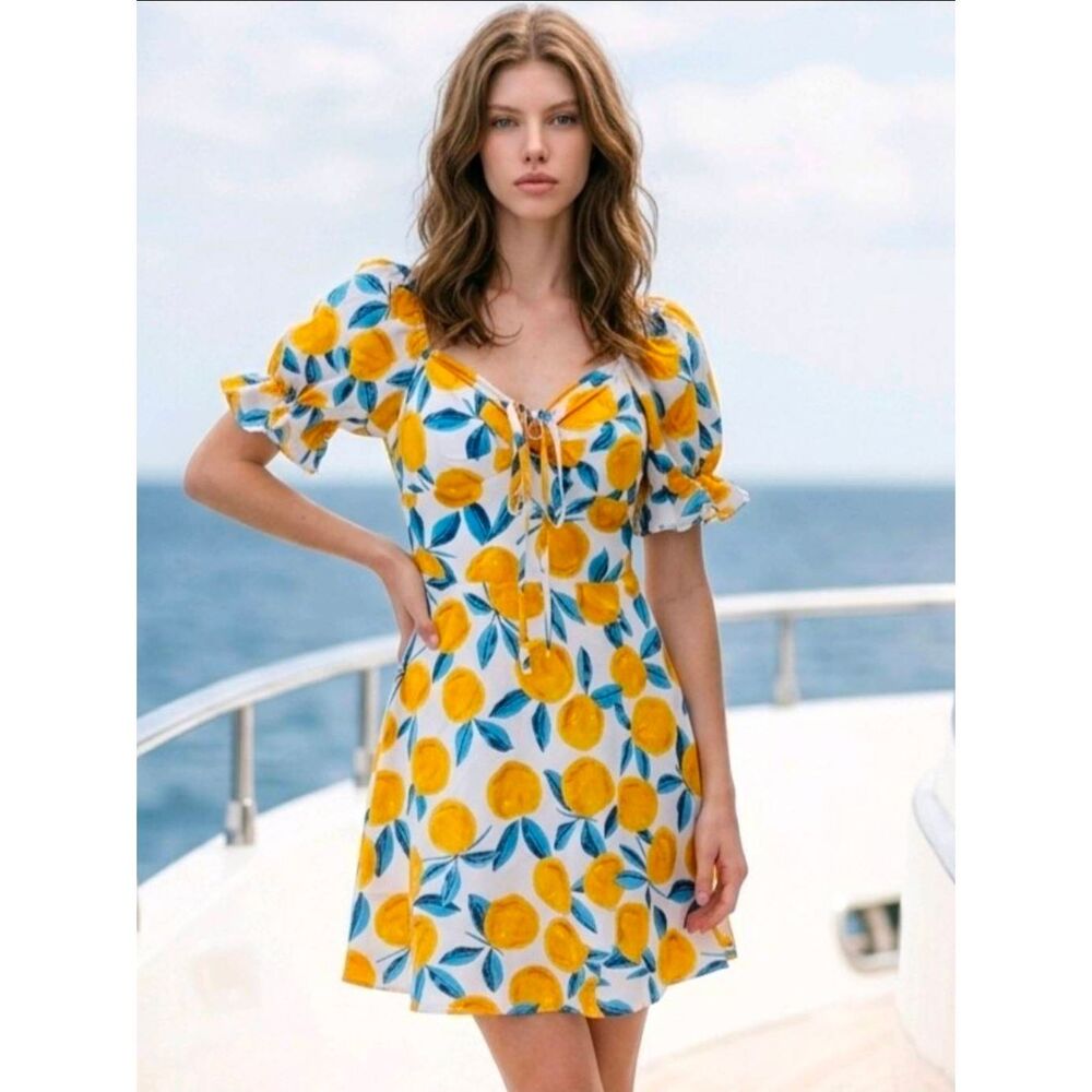 🩵NWT Orange Print Tunic Mini Dress XSmall